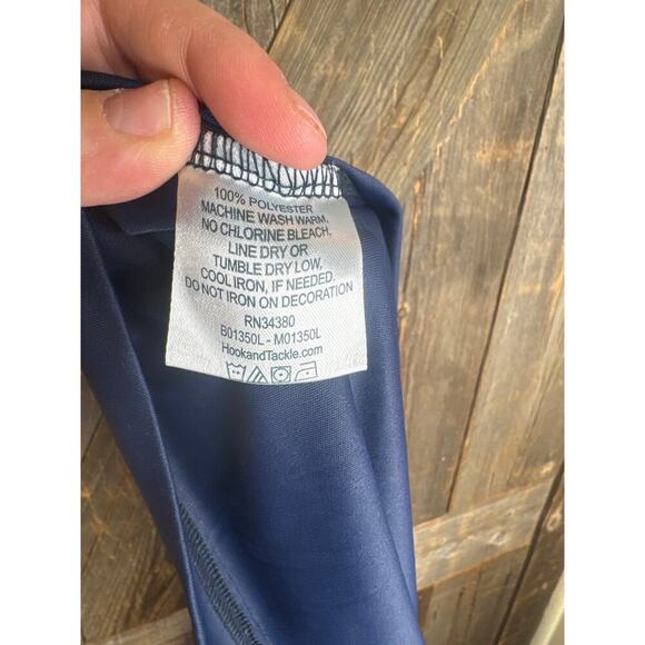 Hook and Tackle Shirt Men’s Large White American Flag Fish Graphic Polyester - Picture 6 of 6